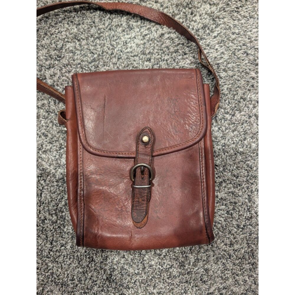 Vintage Next Italian Leather Crossbody Bag Brown Buckle Saddle Cottagecore